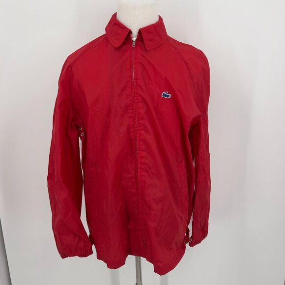 Vintage Izod Lacoste Red Nylon Windbreaker Jacket L Large Lightweight Outerwear - Picture 2 of 9